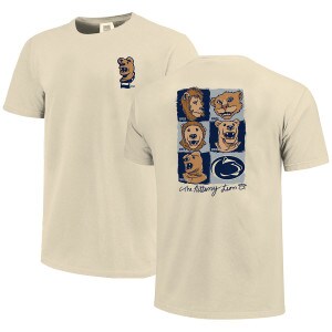 ivory short sleeve t-shirt with evolution of the Penn State Nittany Lion Mascot